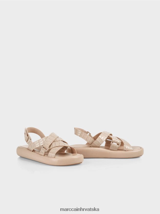 meka taupe Marc Cain umjetne krok sandale s remenom obuća 4D66P41634