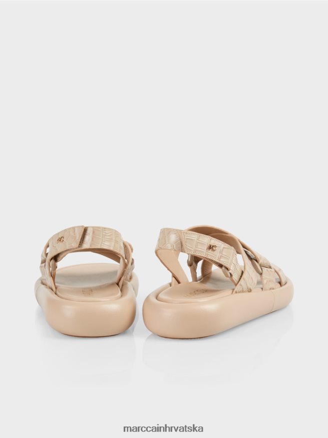 meka taupe Marc Cain umjetne krok sandale s remenom obuća 4D66P41634