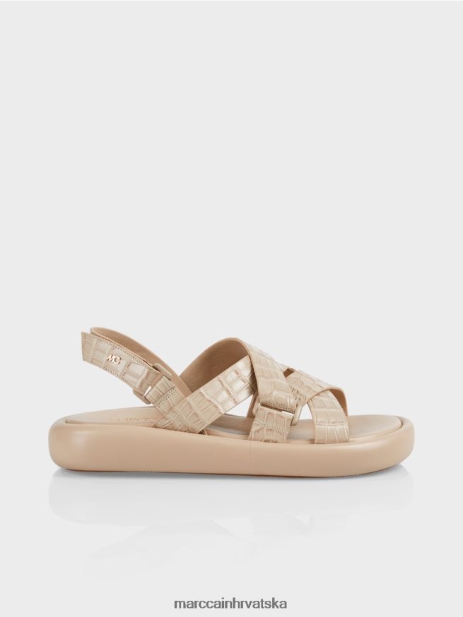 meka taupe Marc Cain umjetne krok sandale s remenom obuća 4D66P41634