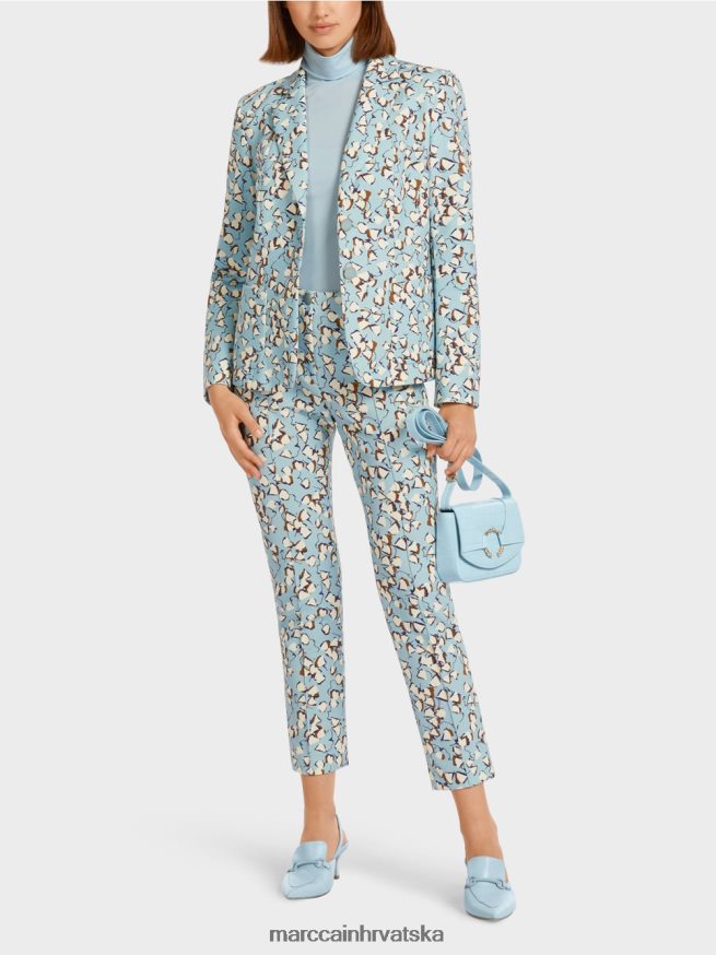 atmosferski plava Marc Cain pripijeni blejzer sa sveobuhvatnim printom odjeća 4D66P4209