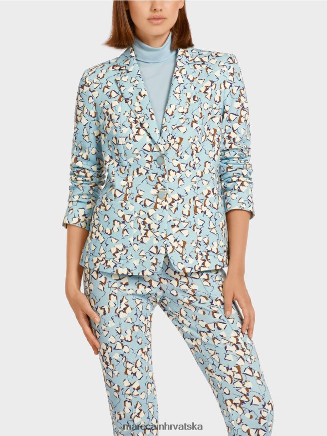 atmosferski plava Marc Cain pripijeni blejzer sa sveobuhvatnim printom odjeća 4D66P4209