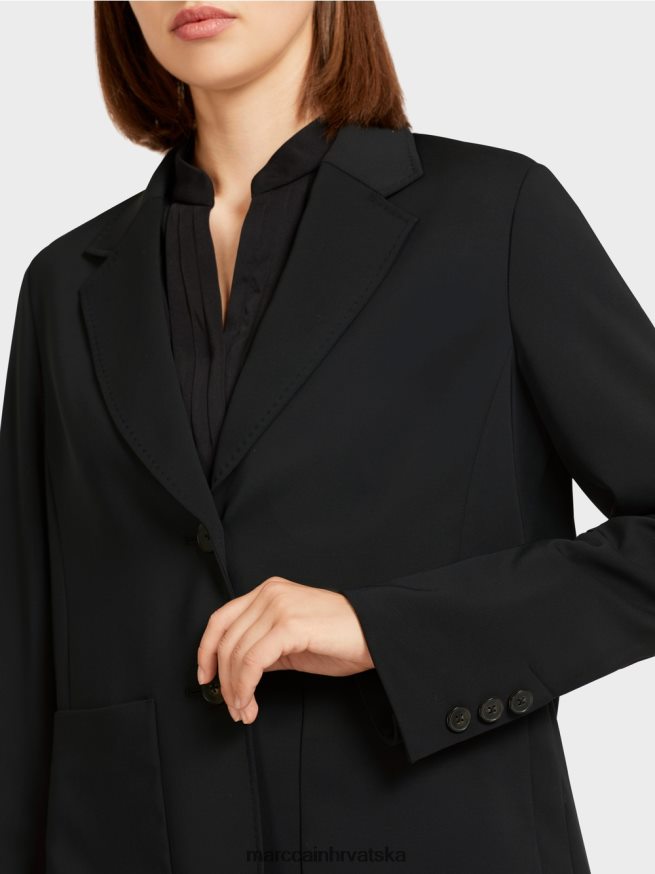 crno Marc Cain blejzer sa širokim preklopom odjeća 4D66P4206