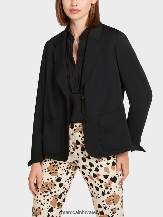crno Marc Cain blejzer sa širokim preklopom odjeća 4D66P4206
