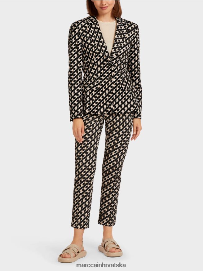 crno Marc Cain klasični blejzer u pastirskom pletu odjeća 4D66P4205