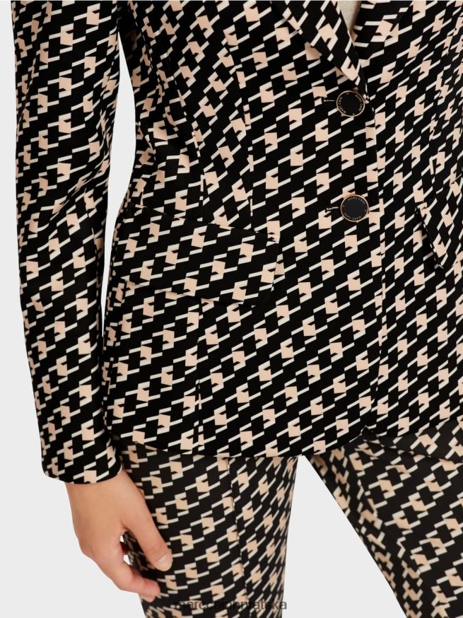 crno Marc Cain klasični blejzer u pastirskom pletu odjeća 4D66P4205