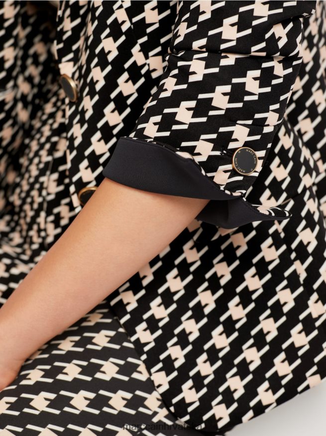 crno Marc Cain klasični blejzer u pastirskom pletu odjeća 4D66P4205