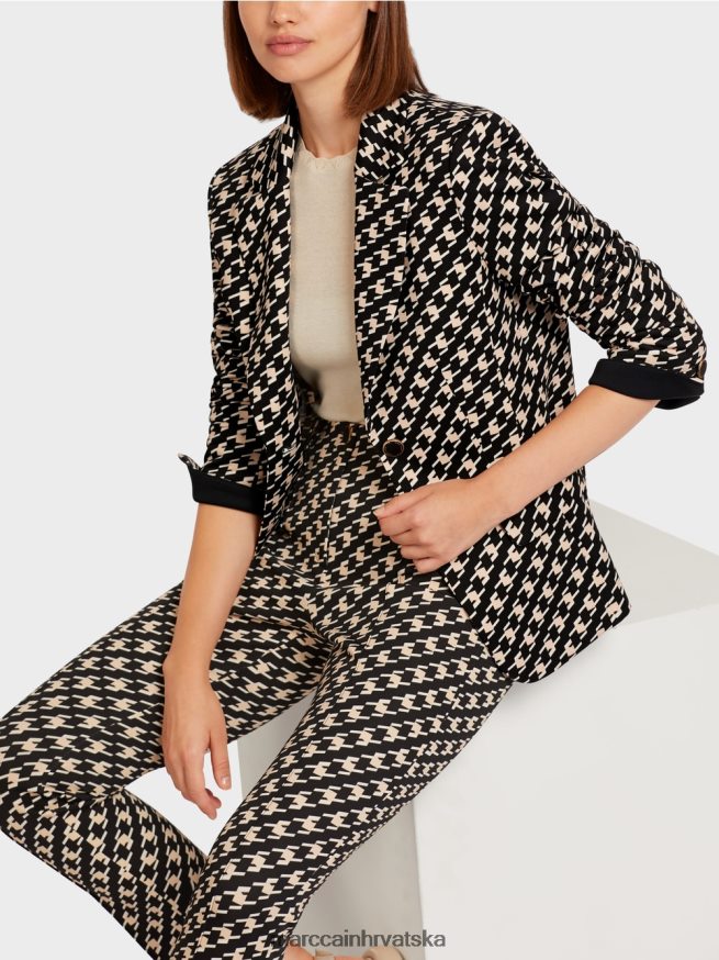 crno Marc Cain klasični blejzer u pastirskom pletu odjeća 4D66P4205