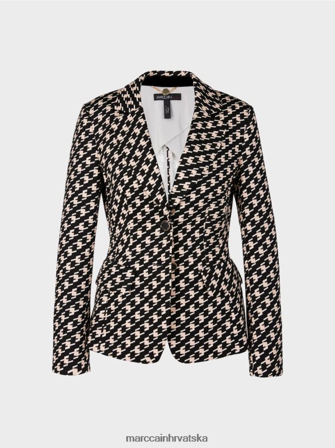 crno Marc Cain klasični blejzer u pastirskom pletu odjeća 4D66P4205