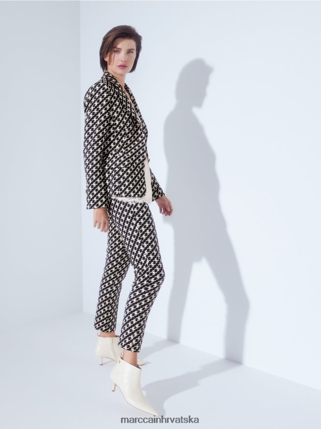 crno Marc Cain klasični blejzer u pastirskom pletu odjeća 4D66P4205