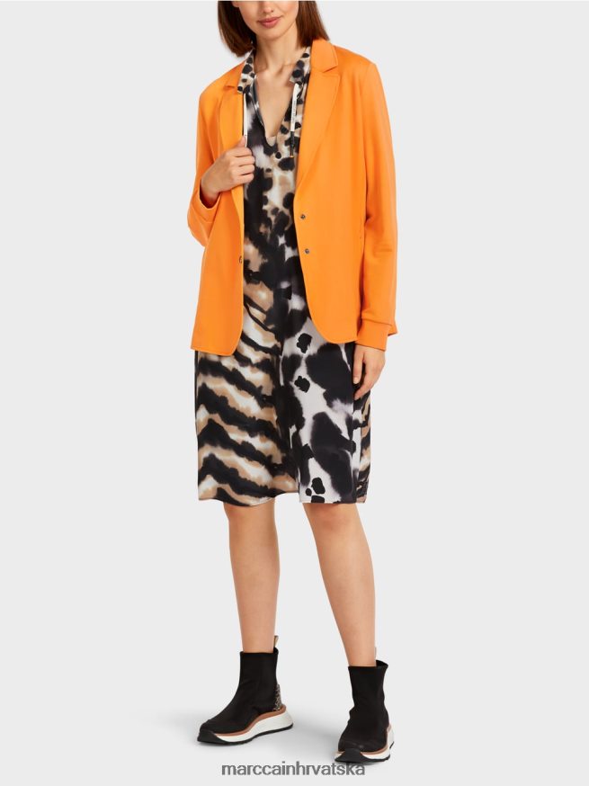 jarko narančasta Marc Cain sportski blejzer s rebrastim pletenim manšetama odjeća 4D66P4201