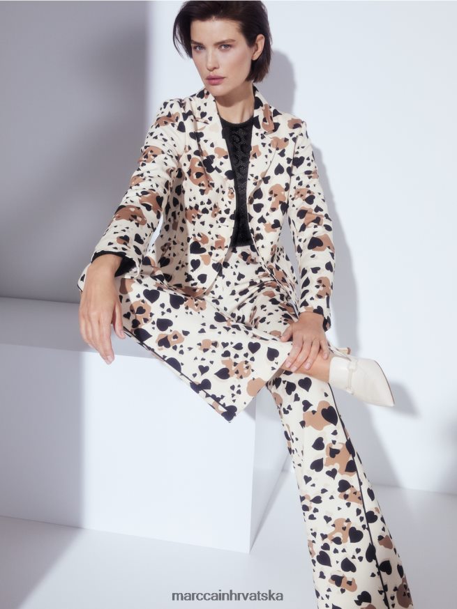 krema Marc Cain blejzer s dizajnom leoparda u obliku srca odjeća 4D66P4204