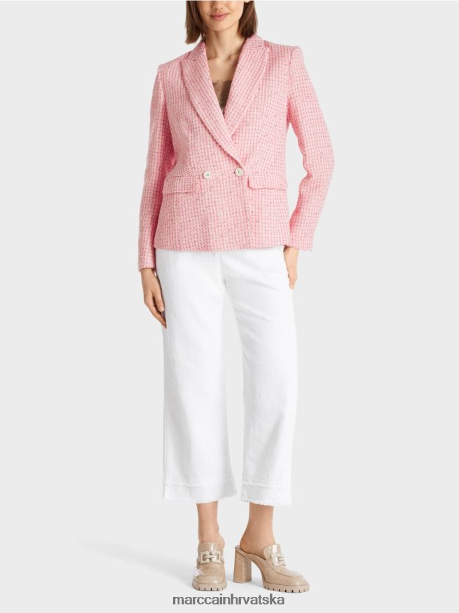 nježno ružičasta Marc Cain pamučni blejzer od tvida odjeća 4D66P4188