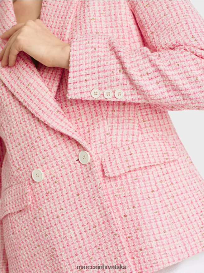 nježno ružičasta Marc Cain pamučni blejzer od tvida odjeća 4D66P4188