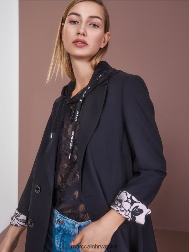ponoćno plava Marc Cain blejzer s dvostrukim kopčanjem odjeća 4D66P4148