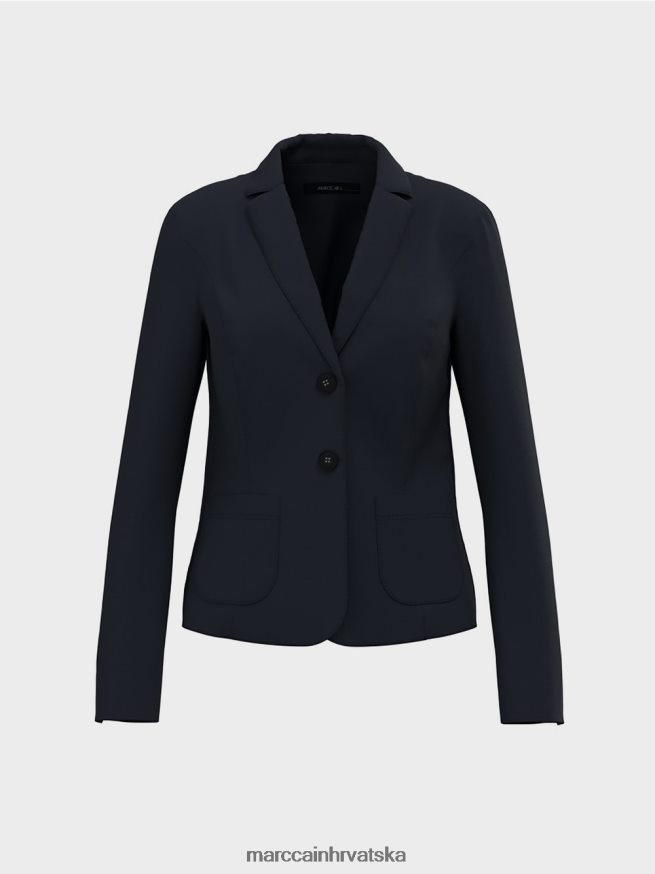 ponoćno plava Marc Cain blejzer s našivenim džepovima odjeća 4D66P4211