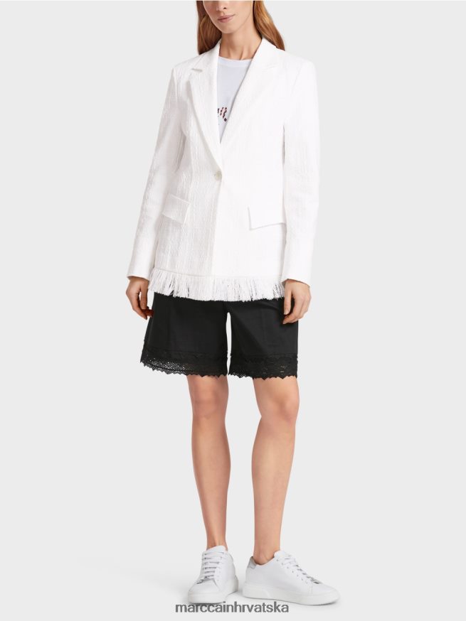 prljavo bijela Marc Cain pamučni blejzer s resama odjeća 4D66P4180