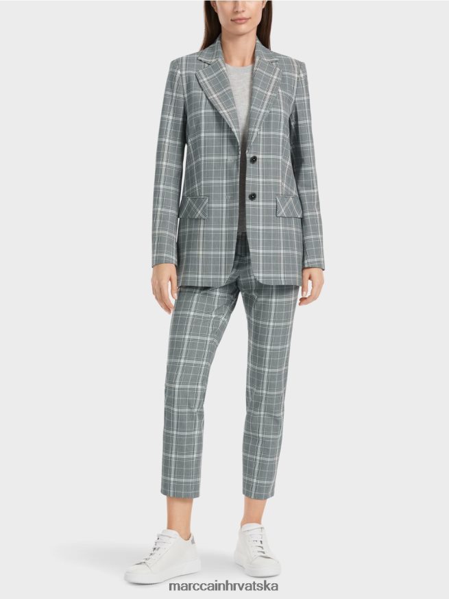 srebrno siva Marc Cain karirani blejzer s džepovima na preklop odjeća 4D66P4167