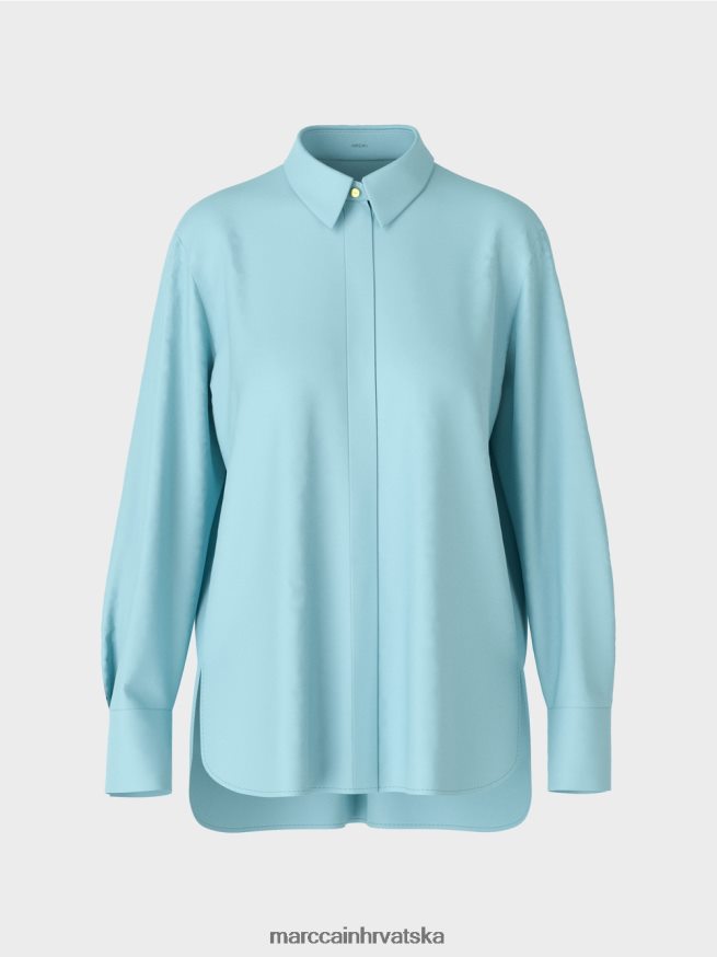 atmosferski plava Marc Cain duga bluza od mješavine pamuka odjeća 4D66P41016