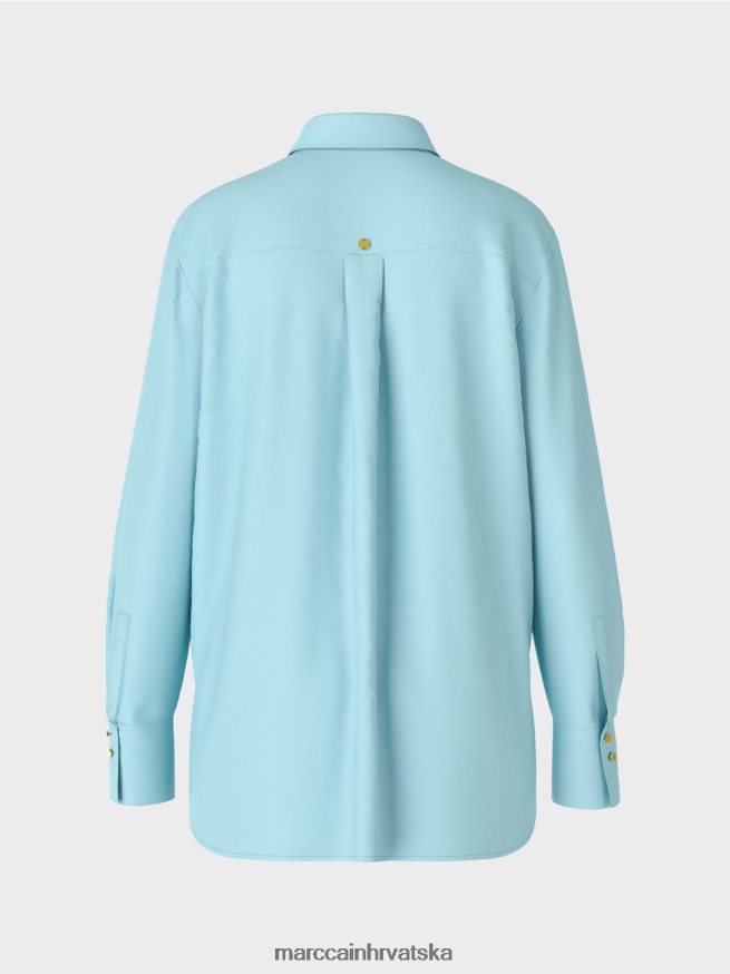 atmosferski plava Marc Cain duga bluza od mješavine pamuka odjeća 4D66P41016