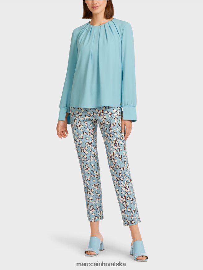 atmosferski plava Marc Cain top u stilu bluze s naborima odjeća 4D66P41020
