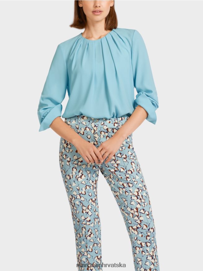 atmosferski plava Marc Cain top u stilu bluze s naborima odjeća 4D66P41020