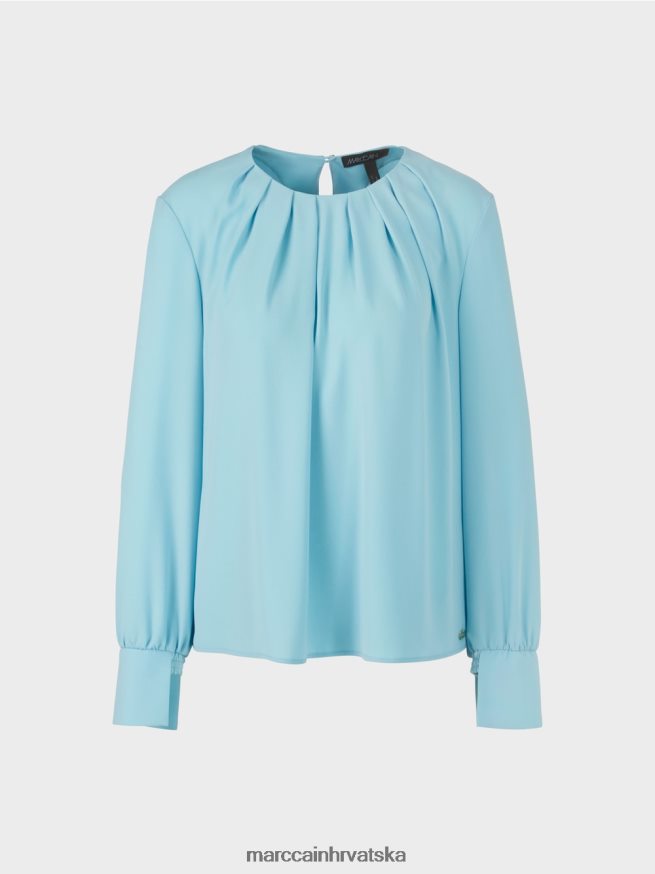 atmosferski plava Marc Cain top u stilu bluze s naborima odjeća 4D66P41020
