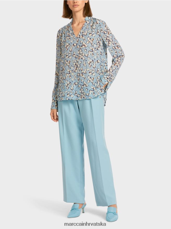 atmosferski plava Marc Cain top u stilu bluze s printom i v-izrezom odjeća 4D66P41018