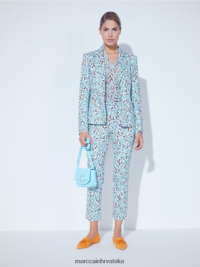 atmosferski plava Marc Cain top u stilu bluze s printom i v-izrezom odjeća 4D66P41018