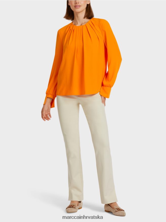bistra narančasta Marc Cain top u stilu bluze s naborima odjeća 4D66P41019