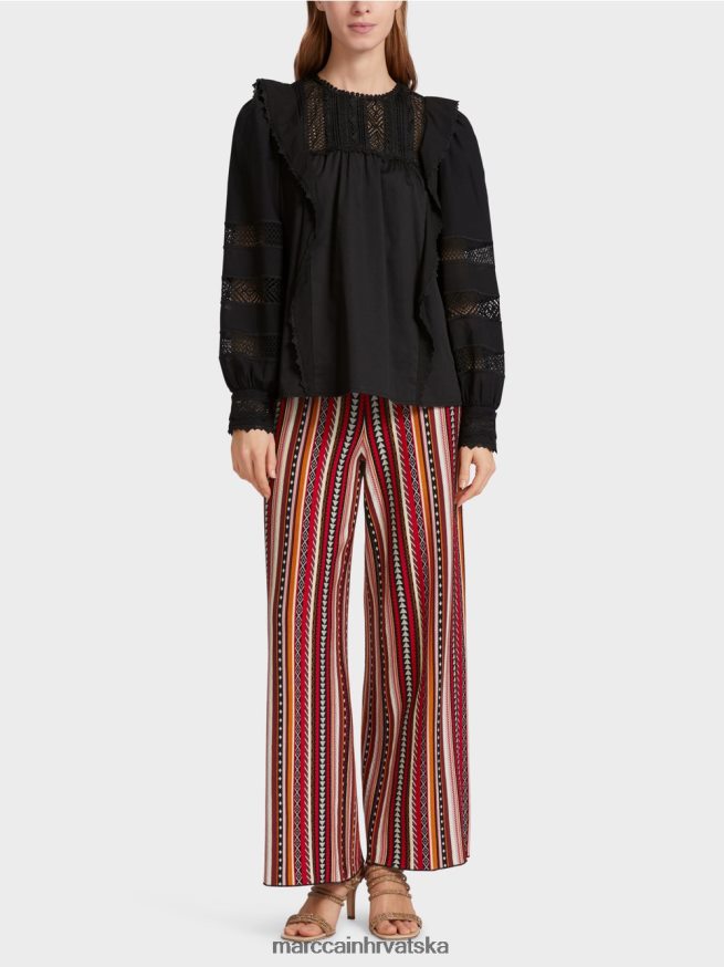 crno Marc Cain bluza inspirirana etničkim motivima odjeća 4D66P4908