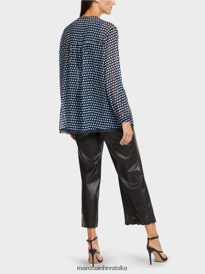 crno Marc Cain bluza od viskoze s motivom točkica i pčelice odjeća 4D66P4989