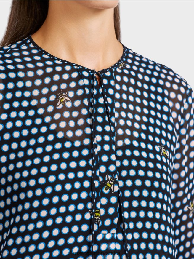 crno Marc Cain bluza od viskoze s motivom točkica i pčelice odjeća 4D66P4989