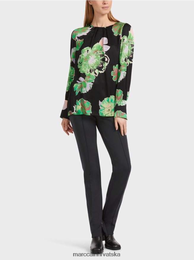 crno Marc Cain bluza s nabranim okruglim ovratnikom odjeća 4D66P4845