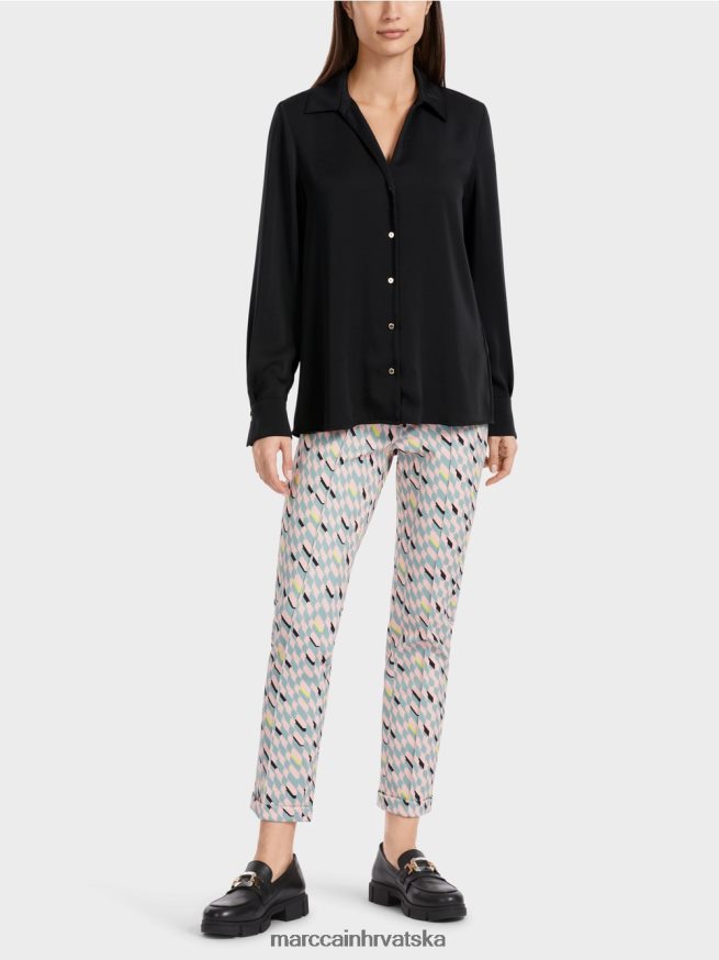 crno Marc Cain klasična košulja bluza s v izrezom odjeća 4D66P4889