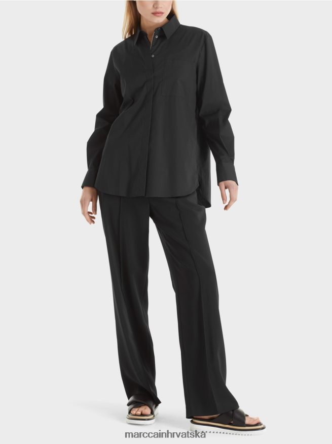 crno Marc Cain pamučna rastezljiva bluza odjeća 4D66P4893