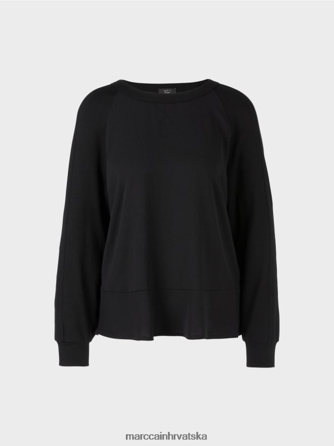 crno Marc Cain raglan bluza s mješavinom materijala odjeća 4D66P4874