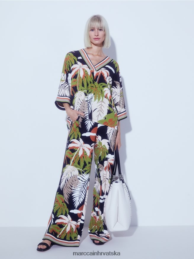 duboko maslinasto zelena Marc Cain bluza od viskoze s kimono rukavima odjeća 4D66P4947