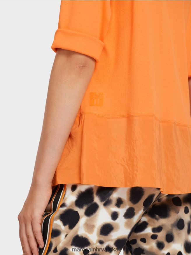 jarko narančasta Marc Cain top u stilu bluze u mješavini tekstura odjeća 4D66P4983