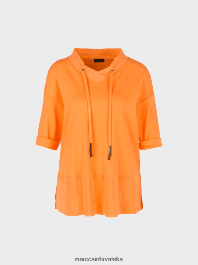 jarko narančasta Marc Cain top u stilu bluze u mješavini tekstura odjeća 4D66P4983