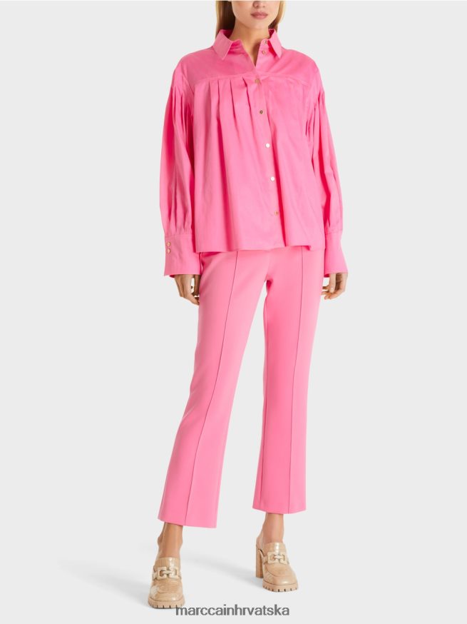 jarko ružičasta Marc Cain bluza s jarmom na ramenu i naborima odjeća 4D66P4976