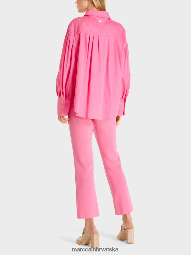 jarko ružičasta Marc Cain bluza s jarmom na ramenu i naborima odjeća 4D66P4976