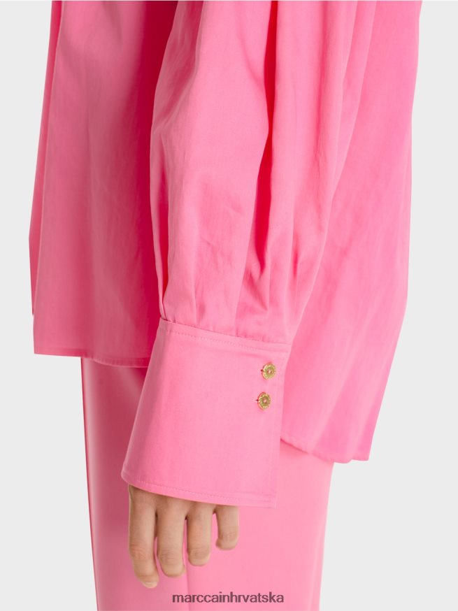 jarko ružičasta Marc Cain bluza s jarmom na ramenu i naborima odjeća 4D66P4976