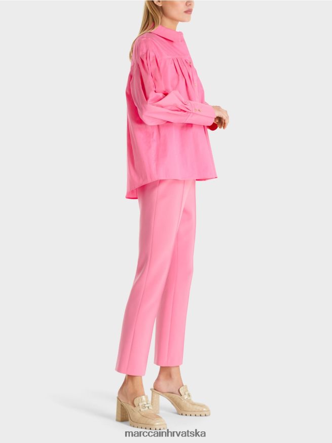jarko ružičasta Marc Cain bluza s jarmom na ramenu i naborima odjeća 4D66P4976