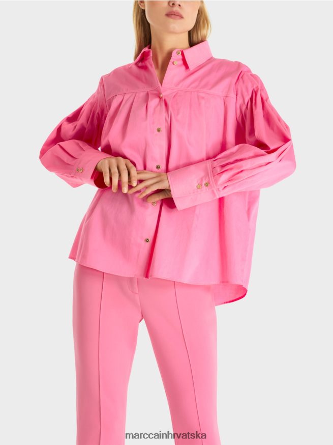 jarko ružičasta Marc Cain bluza s jarmom na ramenu i naborima odjeća 4D66P4976