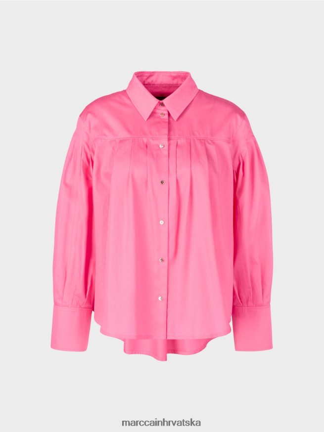 jarko ružičasta Marc Cain bluza s jarmom na ramenu i naborima odjeća 4D66P4976