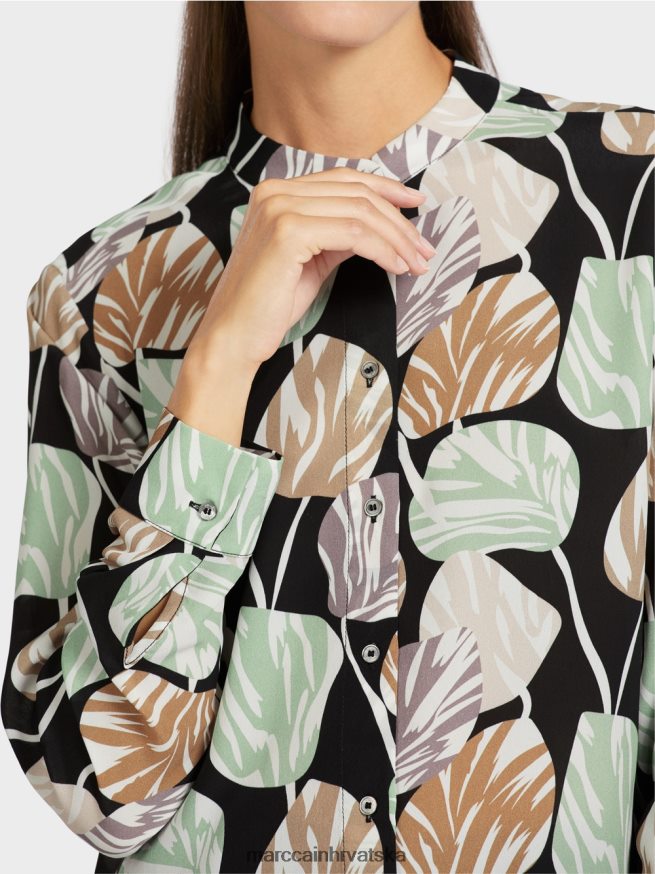 metvica u prahu Marc Cain elegantna bluza s podignutim ovratnikom odjeća 4D66P41023