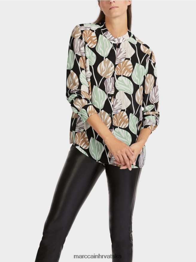 metvica u prahu Marc Cain elegantna bluza s podignutim ovratnikom odjeća 4D66P41023