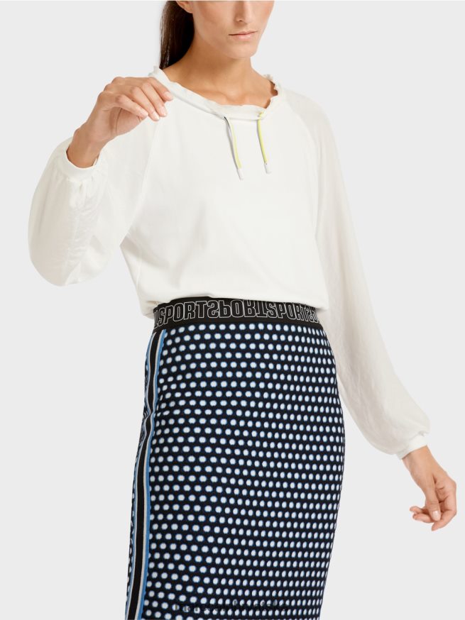 prljavo bijela Marc Cain gornji dio u stilu bluze s mješavinom materijala odjeća 4D66P4992