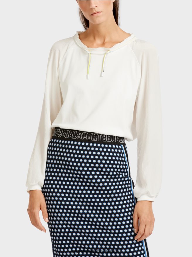 prljavo bijela Marc Cain gornji dio u stilu bluze s mješavinom materijala odjeća 4D66P4992