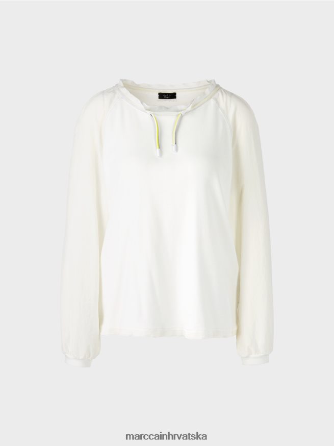 prljavo bijela Marc Cain gornji dio u stilu bluze s mješavinom materijala odjeća 4D66P4992